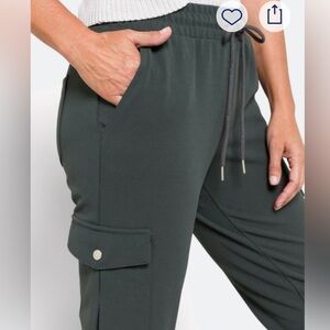 BBJ Los Angeles Women's Elegant Drawstring Cargo Joggers, Slate Gray, NWOT